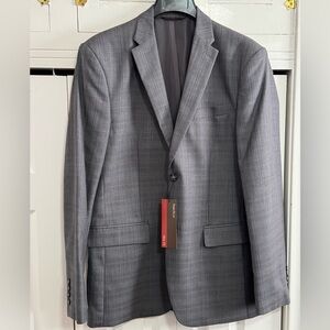 PERRY ELLIS PORTFOLIO Mens Gray Stretch Slim Fit Suit Separate Blazer 40R